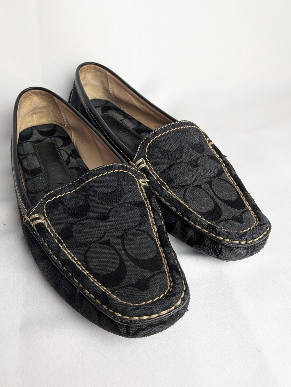 COACH Suellen Women Loafer Size 8.5 US Black Color Slip On Monochrome Pattern
